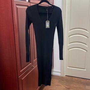 NWT. All Saints black ribbed sweater dress
